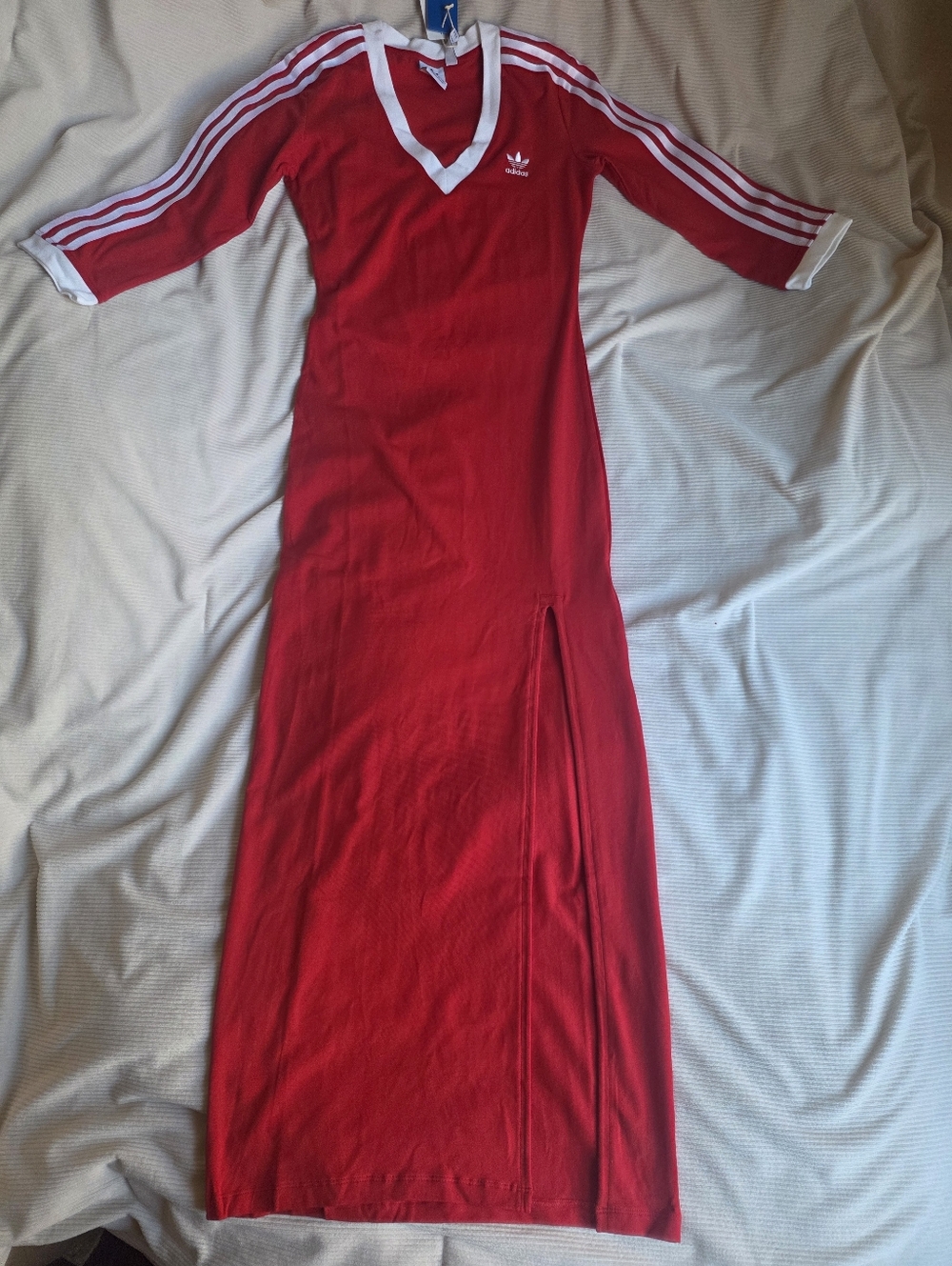 Adidas Maxi Dress red w/ tri-stripes BNWT!!! - Picture 8 of 16
